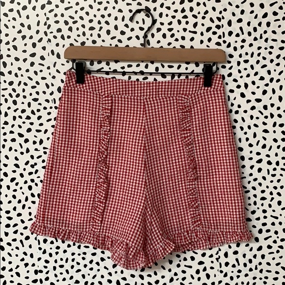 The Impeccable Pig Pants - The Impeccable Pig Gingham High Rise Ruffle Shorts